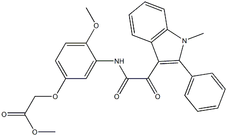 methyl 2-[4-methoxy-3-[[2-(1-methyl-2-phenylindol-3-yl)-2-oxoacetyl]amino]phenoxy]acetate Structure