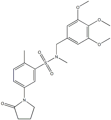 N,2-dimethyl-5-(2-oxopyrrolidin-1-yl)-N-[(3,4,5-trimethoxyphenyl)methyl]benzenesulfonamide Structure