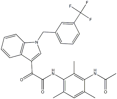 N-(3-acetamido-2,4,6-trimethylphenyl)-2-oxo-2-[1-[[3-(trifluoromethyl)phenyl]methyl]indol-3-yl]acetamide Structure