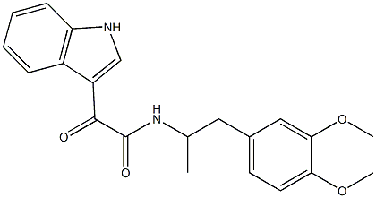 N-[1-(3,4-dimethoxyphenyl)propan-2-yl]-2-(1H-indol-3-yl)-2-oxoacetamide Struktur