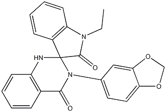 3-(1,3-benzodioxol-5-yl)-1'-ethylspiro[1H-quinazoline-2,3'-indole]-2',4-dione 结构式