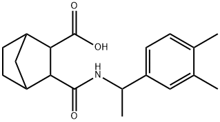 2-[1-(3,4-dimethylphenyl)ethylcarbamoyl]bicyclo[2.2.1]heptane-3-carboxylic acid 化学構造式