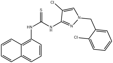 1-[4-chloro-1-[(2-chlorophenyl)methyl]pyrazol-3-yl]-3-naphthalen-1-ylthiourea Structure