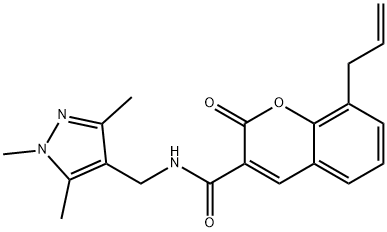 2-oxo-8-prop-2-enyl-N-[(1,3,5-trimethylpyrazol-4-yl)methyl]chromene-3-carboxamide Structure