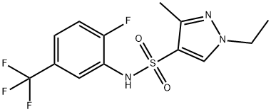 1-ethyl-N-[2-fluoro-5-(trifluoromethyl)phenyl]-3-methylpyrazole-4-sulfonamide 结构式