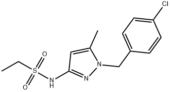 N-[1-[(4-chlorophenyl)methyl]-5-methylpyrazol-3-yl]ethanesulfonamide Structure