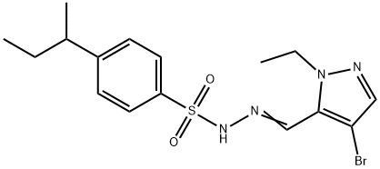 N-[(E)-(4-bromo-2-ethylpyrazol-3-yl)methylideneamino]-4-butan-2-ylbenzenesulfonamide Structure