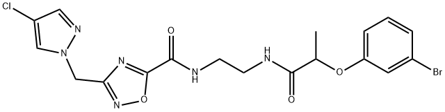 N-[2-[2-(3-bromophenoxy)propanoylamino]ethyl]-3-[(4-chloropyrazol-1-yl)methyl]-1,2,4-oxadiazole-5-carboxamide Structure