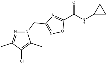 3-[(4-chloro-3,5-dimethylpyrazol-1-yl)methyl]-N-cyclopropyl-1,2,4-oxadiazole-5-carboxamide Structure