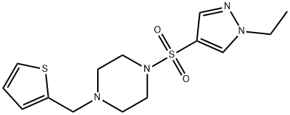 1-(1-ethylpyrazol-4-yl)sulfonyl-4-(thiophen-2-ylmethyl)piperazine,1006682-26-3,结构式