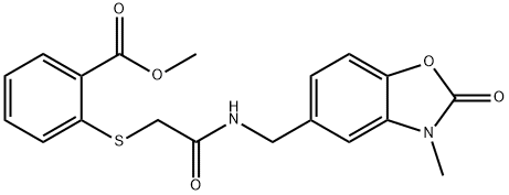 methyl 2-[2-[(3-methyl-2-oxo-1,3-benzoxazol-5-yl)methylamino]-2-oxoethyl]sulfanylbenzoate,1020241-87-5,结构式