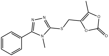 4-methyl-5-[(4-methyl-5-phenyl-1,2,4-triazol-3-yl)sulfanylmethyl]-1,3-dioxol-2-one Struktur