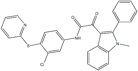 N-(3-chloro-4-pyridin-2-ylsulfanylphenyl)-2-(1-methyl-2-phenylindol-3-yl)-2-oxoacetamide 结构式