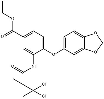 ethyl 4-(1,3-benzodioxol-5-yloxy)-3-[(2,2-dichloro-1-methylcyclopropanecarbonyl)amino]benzoate Structure