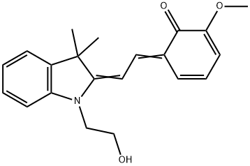 6-[2-[1-(2-hydroxyethyl)-3,3-dimethylindol-2-ylidene]ethylidene]-2-methoxycyclohexa-2,4-dien-1-one 化学構造式