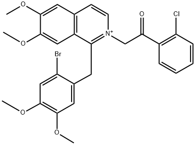 2-[1-[(2-bromo-4,5-dimethoxyphenyl)methyl]-6,7-dimethoxyisoquinolin-2-ium-2-yl]-1-(2-chlorophenyl)ethanone,1027754-72-8,结构式