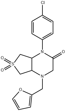 4-(4-chlorophenyl)-1-(furan-2-ylmethyl)-6,6-dioxo-4a,5,7,7a-tetrahydro-2H-thieno[3,4-b]pyrazin-3-one 结构式