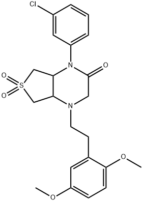 4-(3-chlorophenyl)-1-[2-(2,5-dimethoxyphenyl)ethyl]-6,6-dioxo-4a,5,7,7a-tetrahydro-2H-thieno[3,4-b]pyrazin-3-one Structure