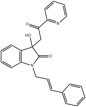 3-hydroxy-3-(2-oxo-2-pyridin-2-ylethyl)-1-[(E)-3-phenylprop-2-enyl]indol-2-one,1164459-34-0,结构式