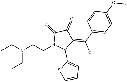 (E)-[1-[2-(diethylazaniumyl)ethyl]-4,5-dioxo-2-thiophen-2-ylpyrrolidin-3-ylidene]-(4-methoxyphenyl)methanolate 结构式