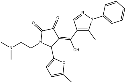 (E)-[1-[2-(dimethylazaniumyl)ethyl]-2-(5-methylfuran-2-yl)-4,5-dioxopyrrolidin-3-ylidene]-(5-methyl-1-phenylpyrazol-4-yl)methanolate Structure