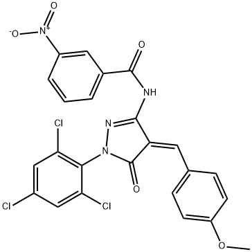 N-[(4Z)-4-[(4-methoxyphenyl)methylidene]-5-oxo-1-(2,4,6-trichlorophenyl)pyrazol-3-yl]-3-nitrobenzamide 结构式