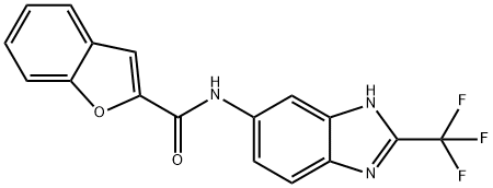 N-[2-(trifluoromethyl)-3H-benzimidazol-5-yl]-1-benzofuran-2-carboxamide Struktur