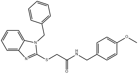 2-(1-benzylbenzimidazol-2-yl)sulfanyl-N-[(4-methoxyphenyl)methyl]acetamide Structure