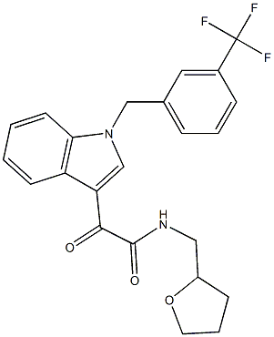 2-oxo-N-(oxolan-2-ylmethyl)-2-[1-[[3-(trifluoromethyl)phenyl]methyl]indol-3-yl]acetamide 结构式