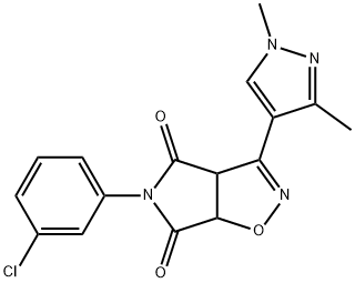 5-(3-chlorophenyl)-3-(1,3-dimethylpyrazol-4-yl)-3a,6a-dihydropyrrolo[3,4-d][1,2]oxazole-4,6-dione 结构式