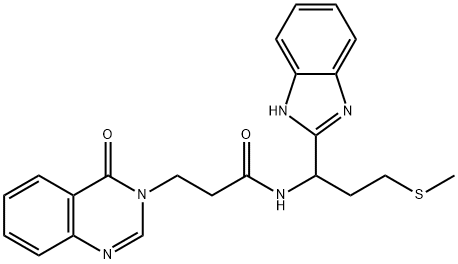 N-[1-(1H-benzimidazol-2-yl)-3-methylsulfanylpropyl]-3-(4-oxoquinazolin-3-yl)propanamide Structure