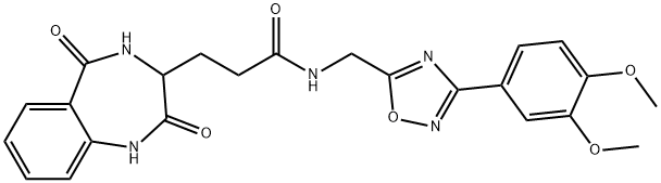 N-[[3-(3,4-dimethoxyphenyl)-1,2,4-oxadiazol-5-yl]methyl]-3-(2,5-dioxo-3,4-dihydro-1H-1,4-benzodiazepin-3-yl)propanamide 结构式