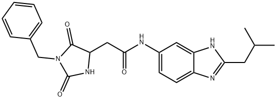 2-(1-benzyl-2,5-dioxoimidazolidin-4-yl)-N-[2-(2-methylpropyl)-3H-benzimidazol-5-yl]acetamide Structure