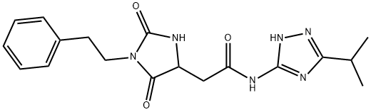 2-[2,5-dioxo-1-(2-phenylethyl)imidazolidin-4-yl]-N-(5-propan-2-yl-1H-1,2,4-triazol-3-yl)acetamide|