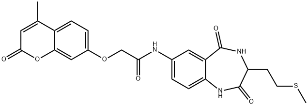 2-(4-methyl-2-oxochromen-7-yl)oxy-N-[3-(2-methylsulfanylethyl)-2,5-dioxo-3,4-dihydro-1H-1,4-benzodiazepin-7-yl]acetamide|