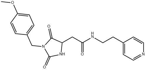 2-[1-[(4-methoxyphenyl)methyl]-2,5-dioxoimidazolidin-4-yl]-N-(2-pyridin-4-ylethyl)acetamide Structure