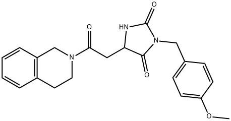 5-[2-(3,4-dihydro-1H-isoquinolin-2-yl)-2-oxoethyl]-3-[(4-methoxyphenyl)methyl]imidazolidine-2,4-dione 化学構造式