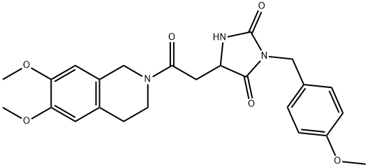 5-[2-(6,7-dimethoxy-3,4-dihydro-1H-isoquinolin-2-yl)-2-oxoethyl]-3-[(4-methoxyphenyl)methyl]imidazolidine-2,4-dione Structure