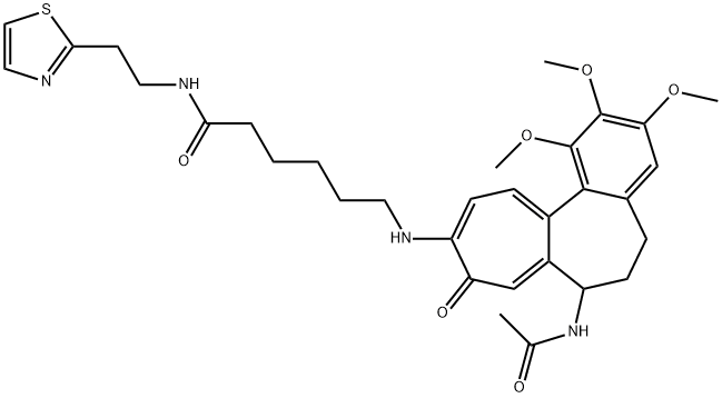 6-[(7-acetamido-1,2,3-trimethoxy-9-oxo-6,7-dihydro-5H-benzo[a]heptalen-10-yl)amino]-N-[2-(1,3-thiazol-2-yl)ethyl]hexanamide Structure