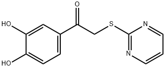 1-(3,4-dihydroxyphenyl)-2-pyrimidin-2-ylsulfanylethanone,296790-11-9,结构式