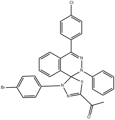 1-[4-(4-bromophenyl)-4'-(4-chlorophenyl)-2'-phenylspiro[1,3,4-thiadiazole-5,1'-phthalazine]-2-yl]ethanone Struktur