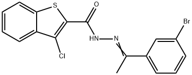 N-[(E)-1-(3-bromophenyl)ethylideneamino]-3-chloro-1-benzothiophene-2-carboxamide Structure