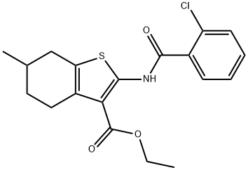 ethyl 2-[(2-chlorobenzoyl)amino]-6-methyl-4,5,6,7-tetrahydro-1-benzothiophene-3-carboxylate Structure