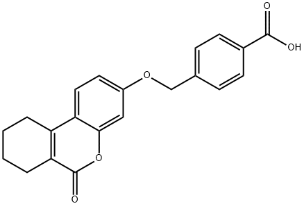 4-[(6-oxo-7,8,9,10-tetrahydrobenzo[c]chromen-3-yl)oxymethyl]benzoic acid Struktur