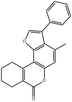 4-methyl-3-phenyl-8,9,10,11-tetrahydro-[1]benzofuro[6,7-c]isochromen-7-one Struktur