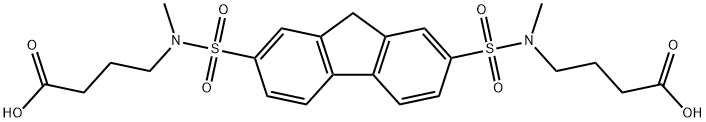 4-[[7-[3-carboxypropyl(methyl)sulfamoyl]-9H-fluoren-2-yl]sulfonyl-methylamino]butanoic acid Struktur