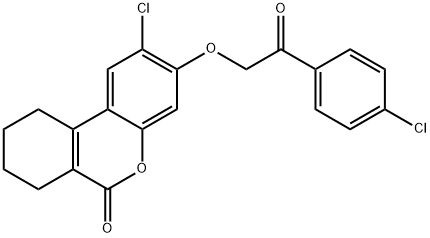 2-chloro-3-[2-(4-chlorophenyl)-2-oxoethoxy]-7,8,9,10-tetrahydrobenzo[c]chromen-6-one 结构式