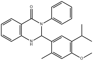 2-(4-methoxy-2-methyl-5-propan-2-ylphenyl)-3-phenyl-1,2-dihydroquinazolin-4-one Struktur