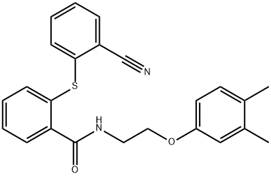 2-(2-cyanophenyl)sulfanyl-N-[2-(3,4-dimethylphenoxy)ethyl]benzamide,309922-20-1,结构式