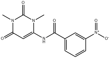 N-(1,3-dimethyl-2,6-dioxopyrimidin-4-yl)-3-nitrobenzamide 化学構造式